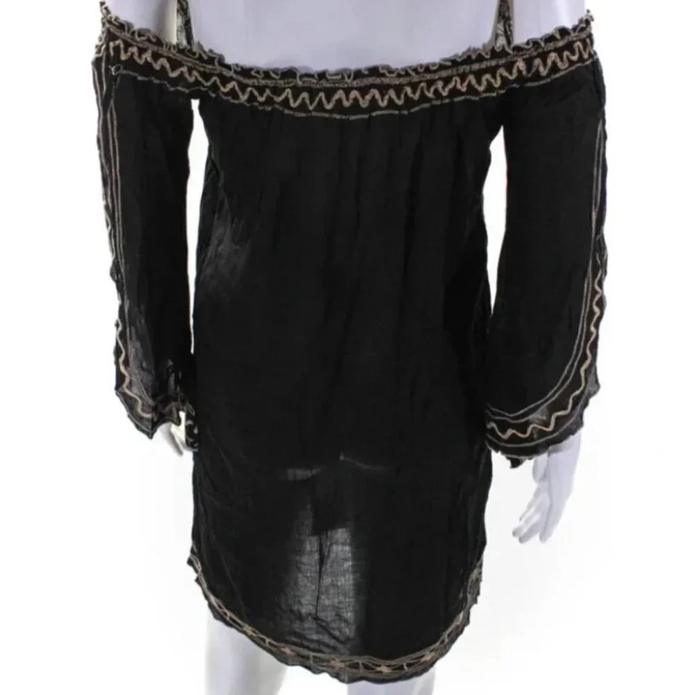 Poupette St Barth Off Shoulder Mini Dress Cover Up S Black - Picture 4 of 15